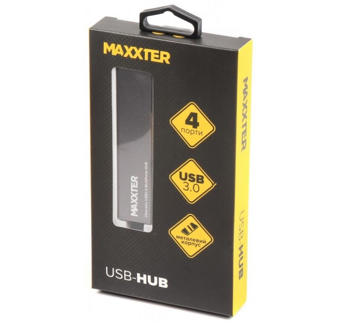 Концентратор Maxxter USB 3.0 Type-A 4 ports grey (HU3A-4P-02)