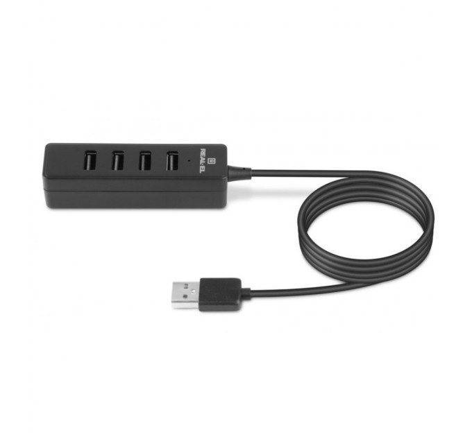 Концентратор REAL-EL HQ-174 USB-A 2.0 1.2m black (EL123110006)