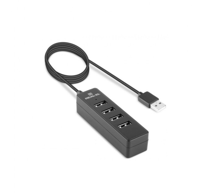 Концентратор REAL-EL HQ-174 USB-A 2.0 1.2m black (EL123110006)