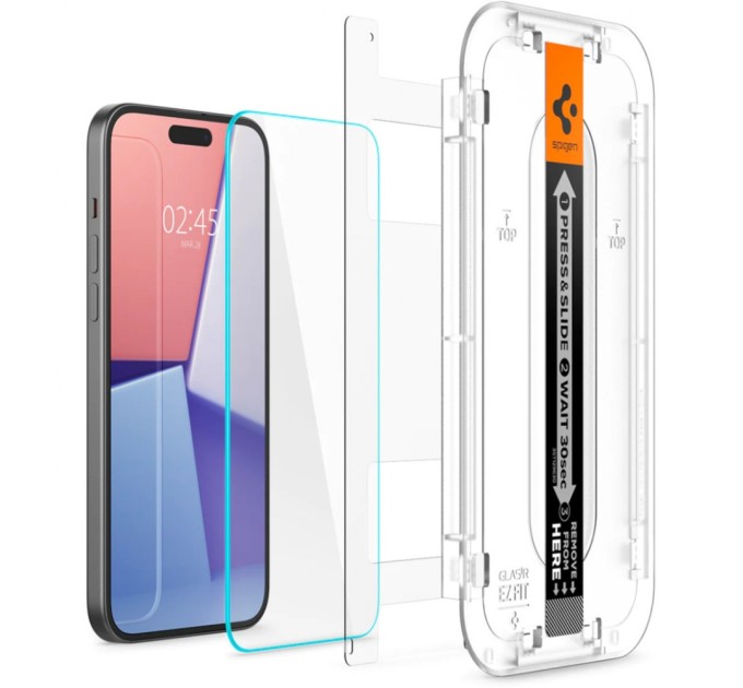 Скло захисне Spigen Apple iPhone 15 Plus EZ FIT tR (2 Pack) (AGL06883)