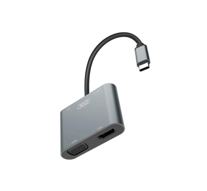 Перехідник XO 4-in-1 Dock USB-C (HDMI/VGA/USB3.0/USB-C PD) (XO-HUB001SL)