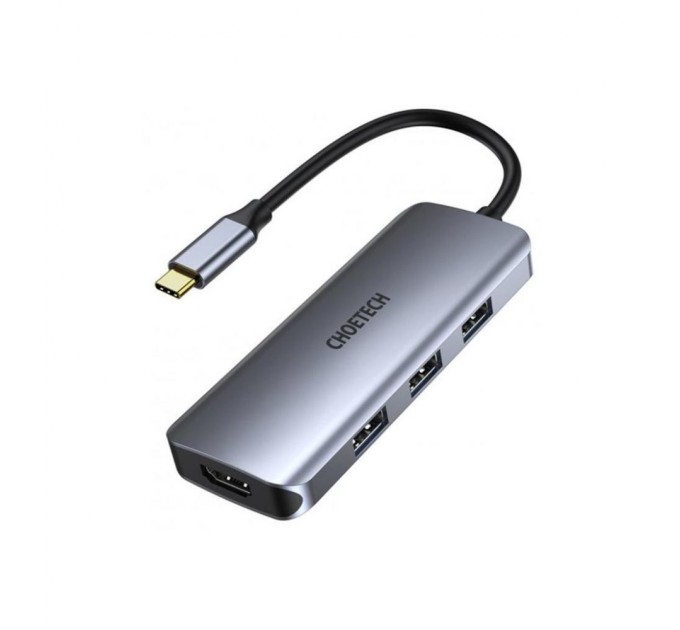 Концентратор Choetech USB-C 7-in-1 (HDMI/PD/CR/USB-A/USB-C) alum (HUB-M19-GY)