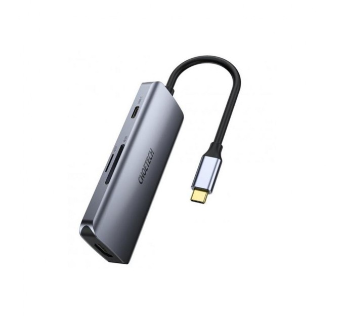 Концентратор Choetech USB-C 7-in-1 (HDMI/PD/CR/USB-A/USB-C) alum (HUB-M19-GY)