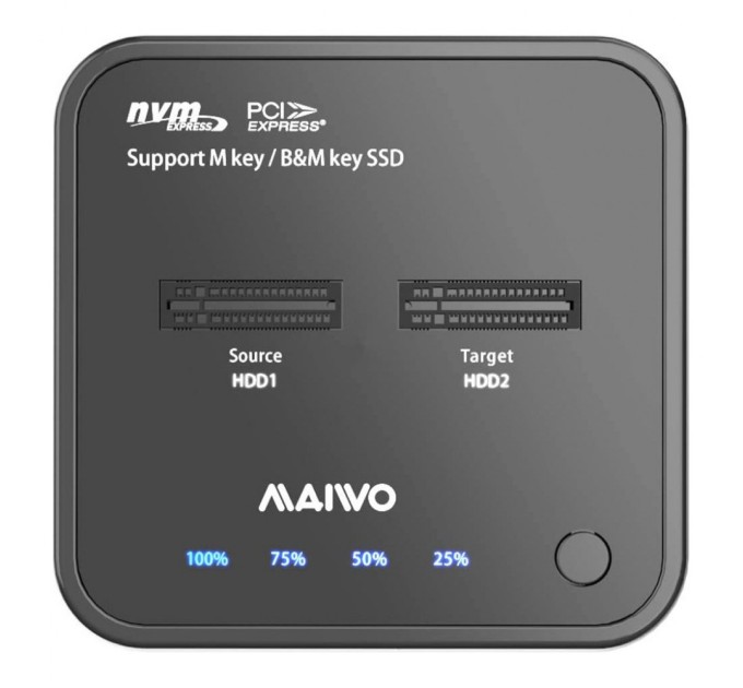 Док-станция Maiwo 2*NVMe M.2 SSD Key M/B+M USB 3.1 Gen2 Type-C (K3016P)