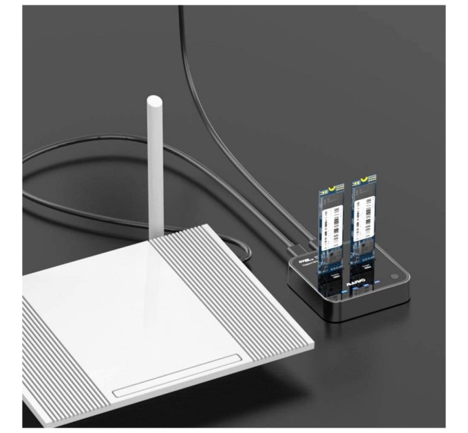 Док-станция Maiwo 2*NVMe M.2 SSD Key M/B+M USB 3.1 Gen2 Type-C (K3016P)