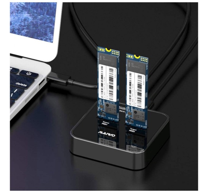 Док-станция Maiwo 2*NVMe M.2 SSD Key M/B+M USB 3.1 Gen2 Type-C (K3016P)