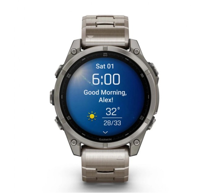 Смарт-годинник Garmin fenix 8 47mm, AMOLED, Saph, Ti/Bare/Graphite w/TiBand,Excl, GPS (010-02904-40)