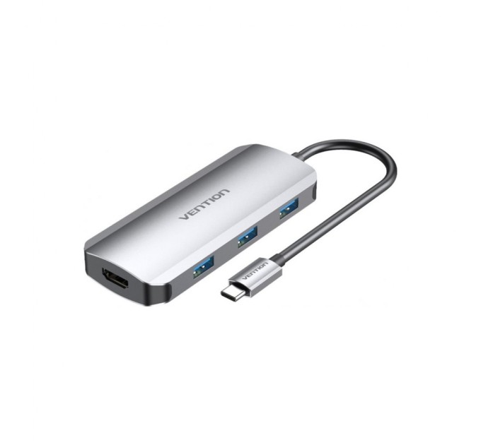 Концентратор Vention USB3.1 Type-C --> HDMI/USB 3.0x3/PD 100W Hub 5-in-1 (TODHB)