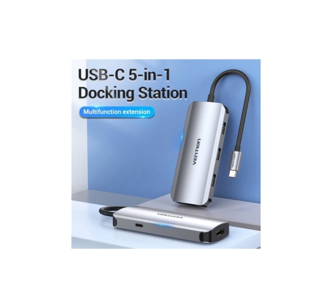 Концентратор Vention USB3.1 Type-C --> HDMI/USB 3.0x3/PD 100W Hub 5-in-1 (TODHB)