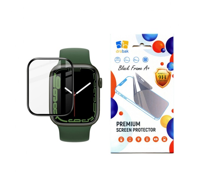 Скло захисне Drobak Apple Watch Series 9 45mm Black Frame A+ (323211)