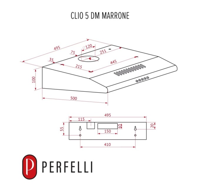 Витяжка кухонна Perfelli CLIO 5 DM MARRONE