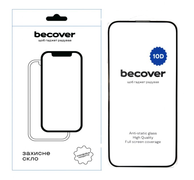 Скло захисне BeCover Apple iPhone 16 Plus 10D Black (712322)