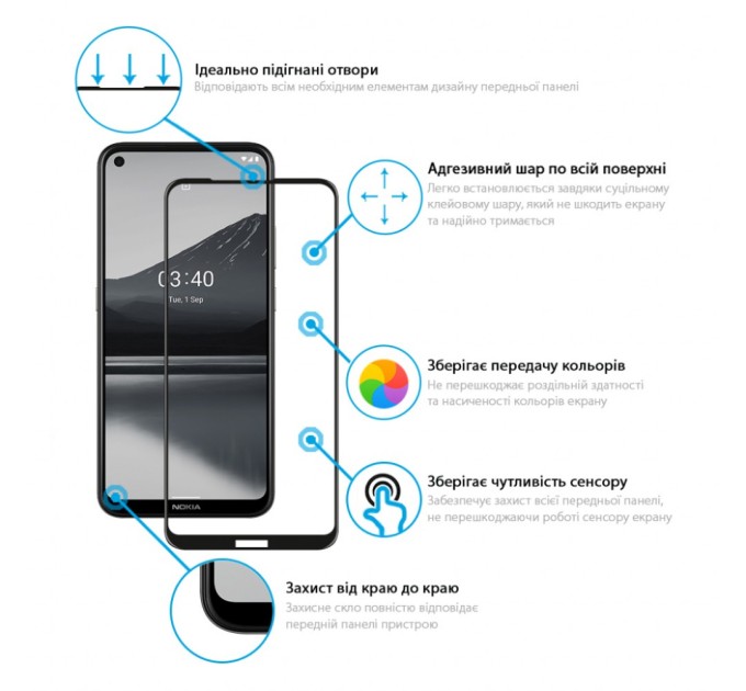 Скло захисне Global Full Glue Nokia 3.4 (1283126511509)