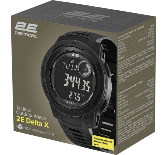 Смарт-годинник 2E Delta X Black з компасом та крокоміром (2E-TCW10BK)