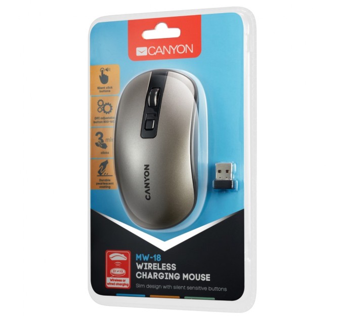 Мишка Canyon MW-18 Wireless Dark Grey (CNS-CMSW18DG)