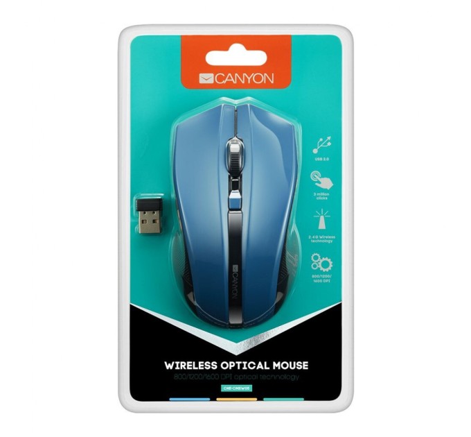 Мышка Canyon MW-5 Wireless Blue-Black (CNE-CMSW05BL)