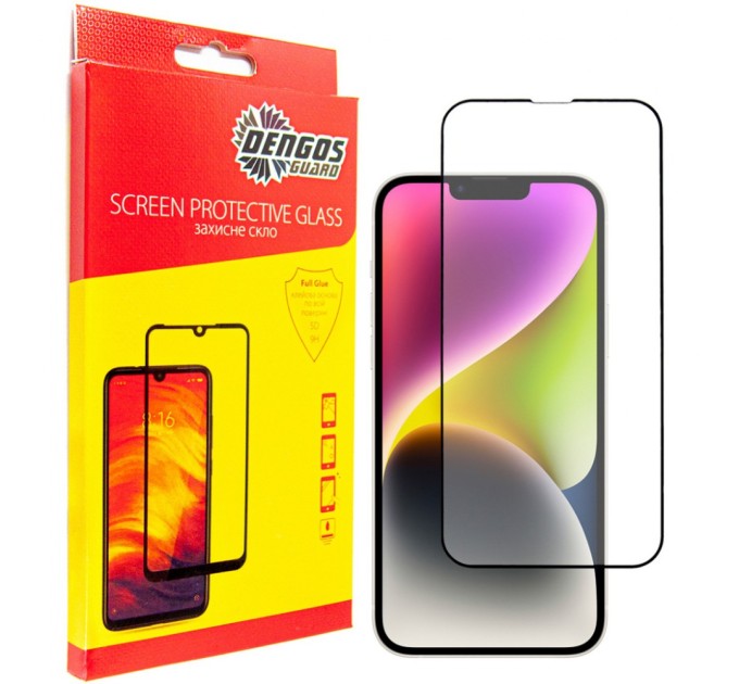 Стекло защитное Dengos Full Glue iPhone 14 Plus black frame (TGFG-231)