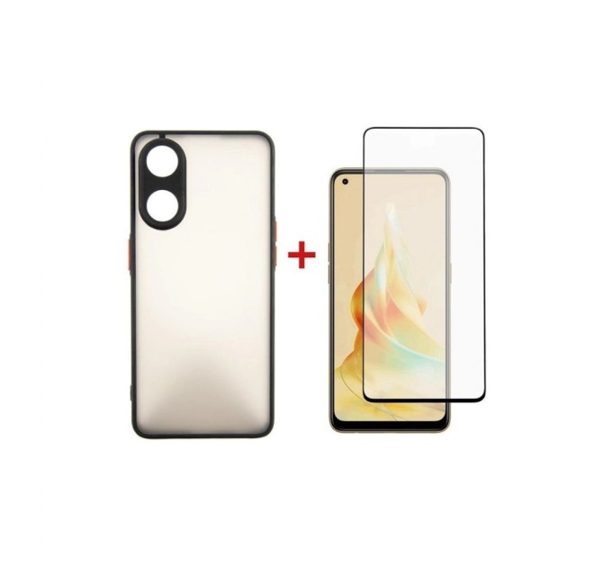 Чохол до мобільного телефона Dengos Kit for OPPO Reno 8T case + glass (Black) (DG-KM-33)