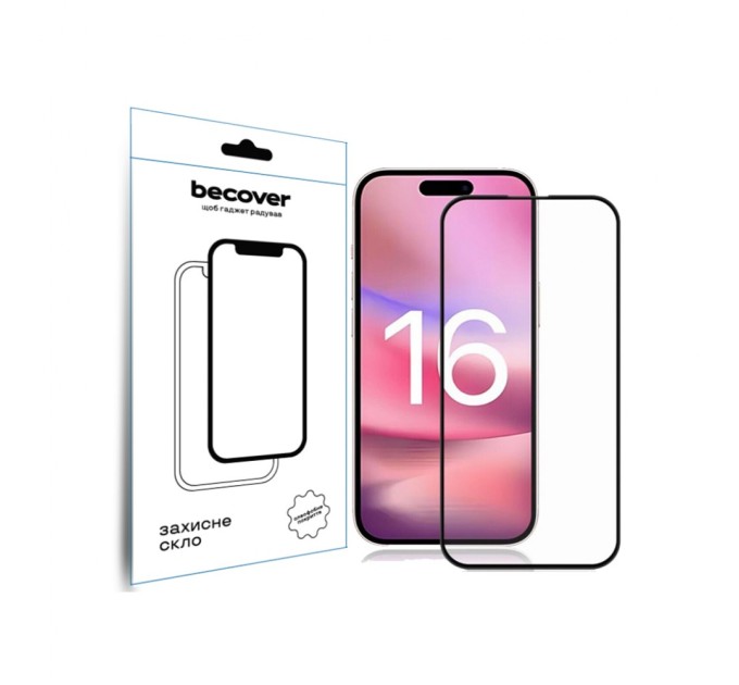 Скло захисне BeCover Apple iPhone 16 Black (712122)