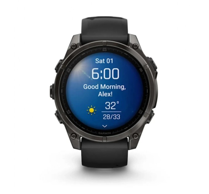 Смарт-годинник Garmin fenix 8 47mm, AMOLED, Saph, CrbnGryTi/Blk, Blk/PebbleGryBnd, GPS (010-02904-21)