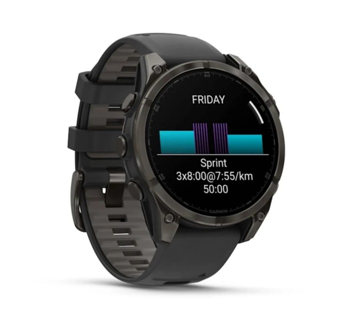 Смарт-годинник Garmin fenix 8 47mm, AMOLED, Saph, CrbnGryTi/Blk, Blk/PebbleGryBnd, GPS (010-02904-21)