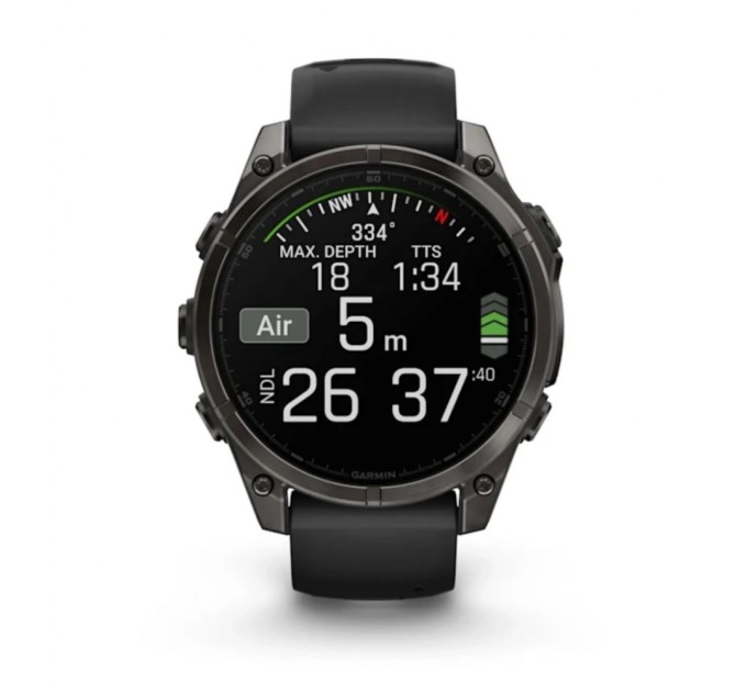 Смарт-годинник Garmin fenix 8 47mm, AMOLED, Saph, CrbnGryTi/Blk, Blk/PebbleGryBnd, GPS (010-02904-21)