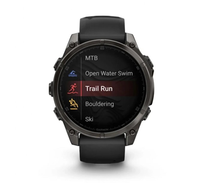 Смарт-годинник Garmin fenix 8 47mm, AMOLED, Saph, CrbnGryTi/Blk, Blk/PebbleGryBnd, GPS (010-02904-21)