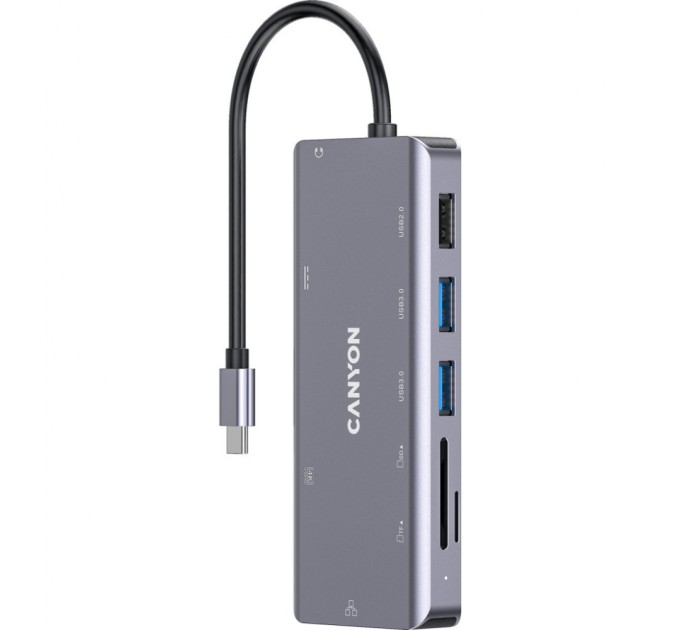 Порт-реплікатор Canyon DS-11, 9 in 1 USB-C hub, HDMI, Gigabit Ethernet, Type-C PD/100W (CNS-TDS11)