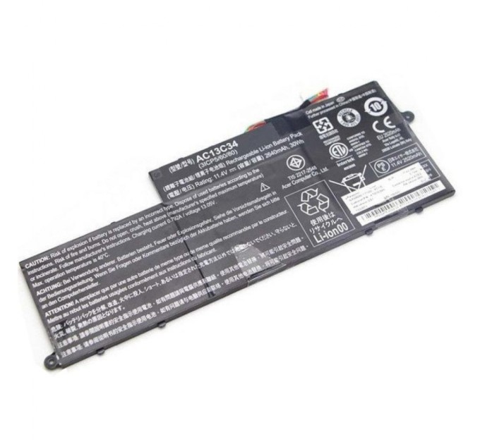 Акумулятор до ноутбука Acer AC13C34, 2640mAh (30Wh), 3cell, 11.4V, Li-ion (A47185)