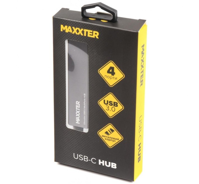 Концентратор Maxxter USB 3.0 Type-C 4 ports grey (HU3С-4P-02)