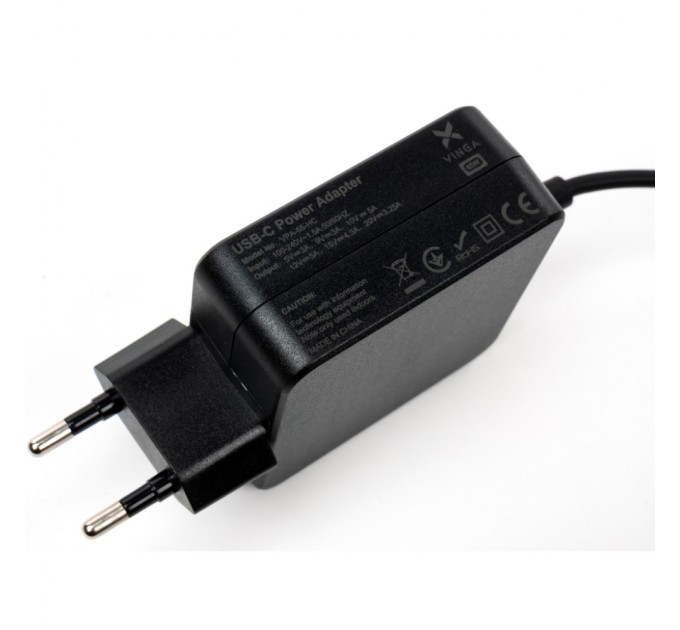 Блок живлення до ноутбуку Vinga HP 65W 5V3A/9V3A/12V5A/15V4.3A/20V3.25A USB-C (VPA-65-H-C)