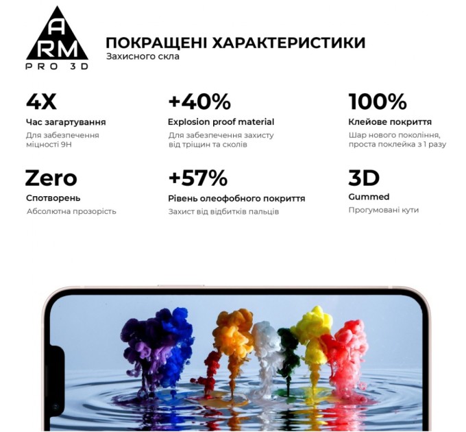 Стекло защитное Armorstandart Pro 3D Apple iPhone 13 Pro Max Black (ARM60265)