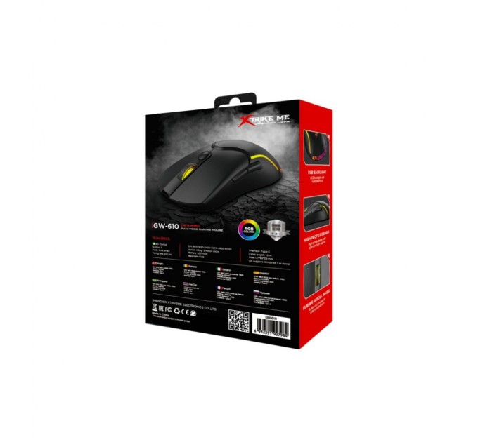 Мишка Xtrike ME GW-610 Wireless RGB Black (GW-610)