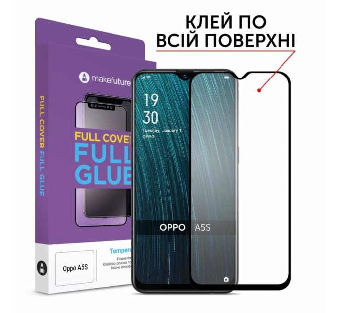 Скло захисне MakeFuture Full Cover Full Glue Oppo A5s (MGF-OPA5S)