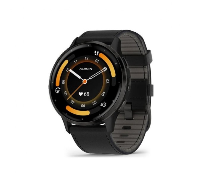 Смарт-годинник Garmin Venu 3, Black + Slate, Leather, GPS (010-02784-52)