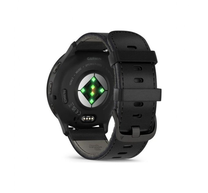 Смарт-годинник Garmin Venu 3, Black + Slate, Leather, GPS (010-02784-52)