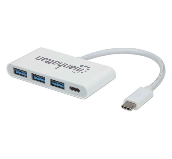 Концентратор Intracom Manhattan Type-C 4-port USB 3.0 + 3.1 PD white (163552)