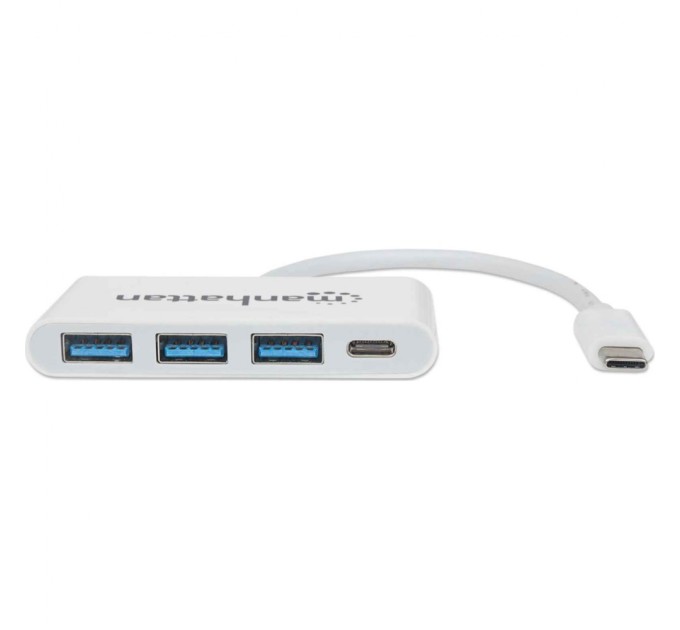 Концентратор Intracom Manhattan Type-C 4-port USB 3.0 + 3.1 PD white (163552)