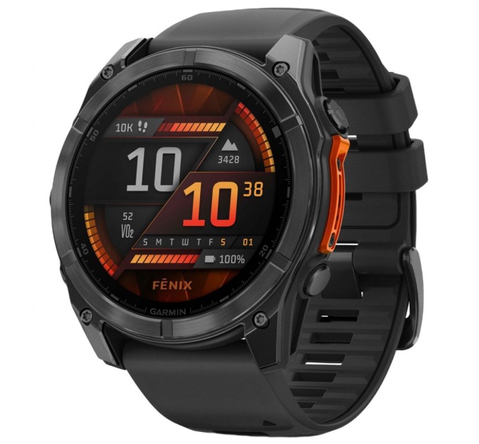 Смарт-годинник Garmin fenix 8 51mm, AMOLED, Glass/SS, SlateGray Steel/Black,BlkBnd, GPS (010-02905-00)