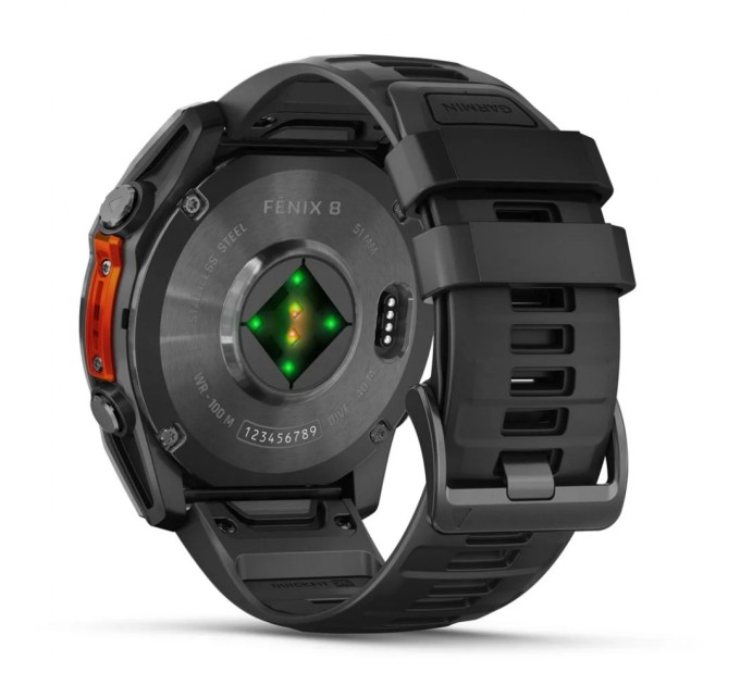 Смарт-годинник Garmin fenix 8 51mm, AMOLED, Glass/SS, SlateGray Steel/Black,BlkBnd, GPS (010-02905-00)