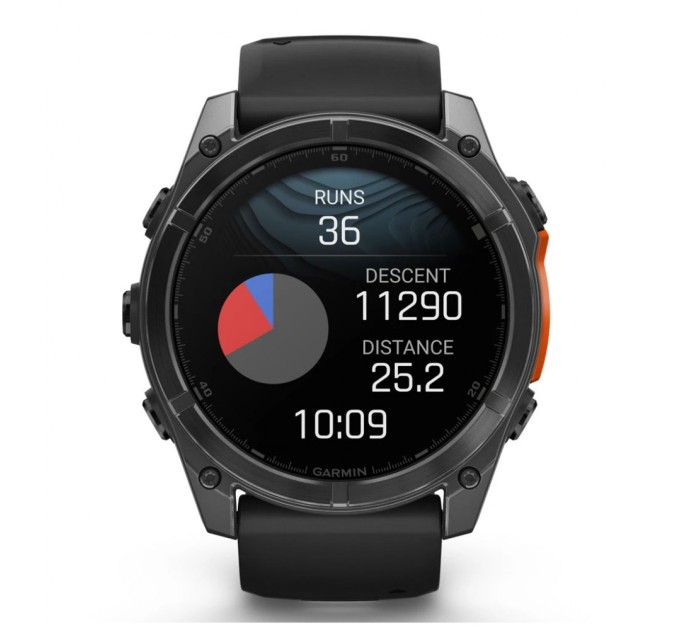 Смарт-годинник Garmin fenix 8 51mm, AMOLED, Glass/SS, SlateGray Steel/Black,BlkBnd, GPS (010-02905-00)