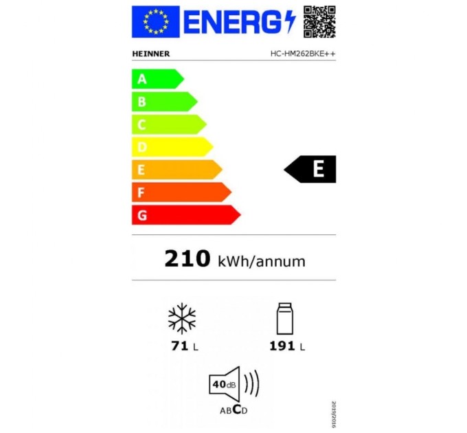 Холодильник HEINNER COMBINA FRIGORIFICA HEINNER HC-HM262BKE++ (HC-HM262BKE++)