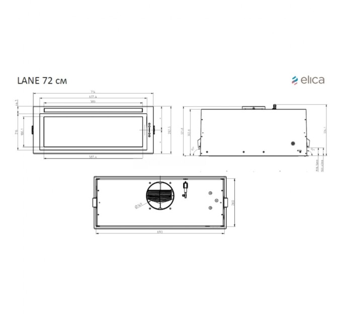 Витяжка кухонна Elica LANE BL MAT/A/72