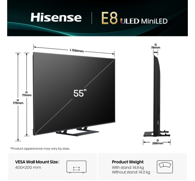 Телевізор Hisense 55E8Q