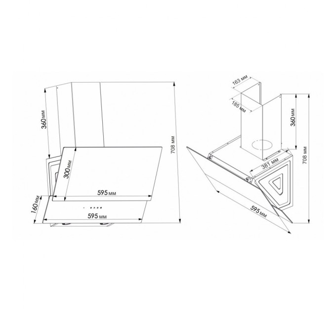 Витяжка кухонна Eleyus LUNA 1200 LED 60 WH