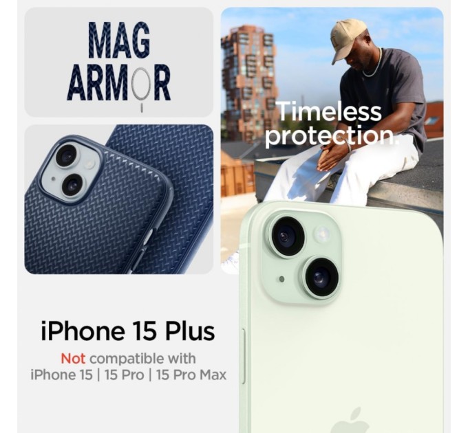 Чохол до мобільного телефона Spigen Apple iPhone 15 Plus Mag Armor MagFit Navy Blue (ACS06672)