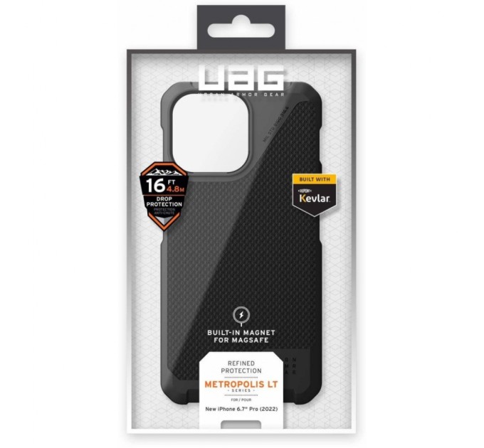 Чохол до мобільного телефона UAG Apple iPhone 14 Pro Max Metropolis LT Magsafe, Kevlar Black (114051113940)