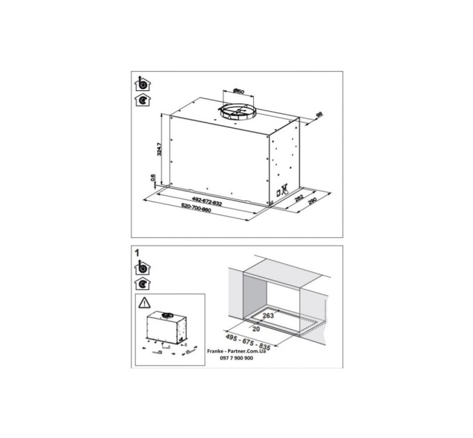 Вытяжка кухонная Franke Box Flush EVO FBFE BK MATT A70 (305.0665.365)