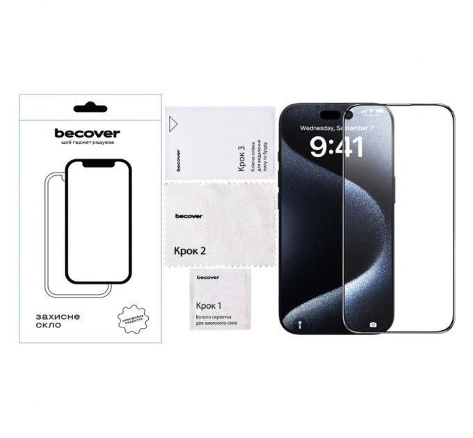 Скло захисне BeCover Apple iPhone 16 Plus Black (712123)