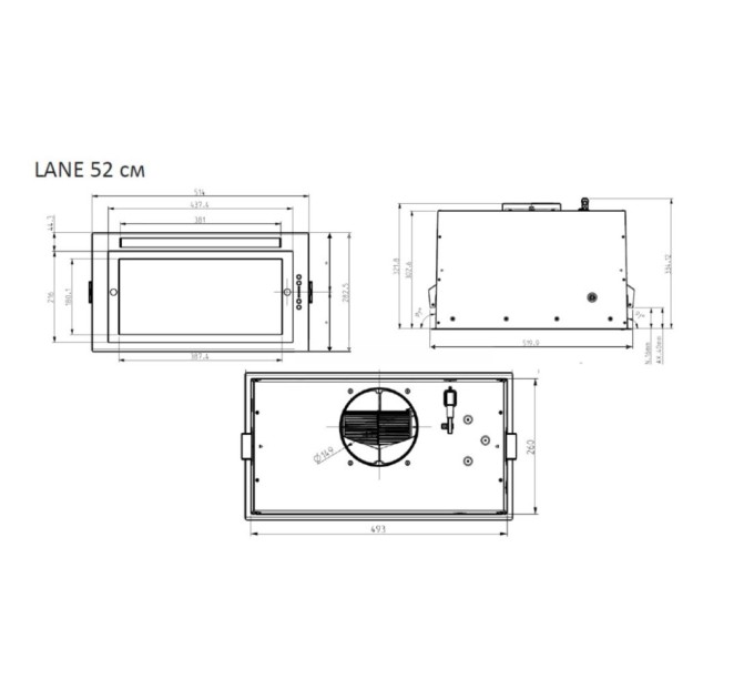 Витяжка кухонна Elica LANE BL MAT/A/52